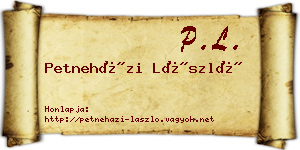 Petneházi László névjegykártya